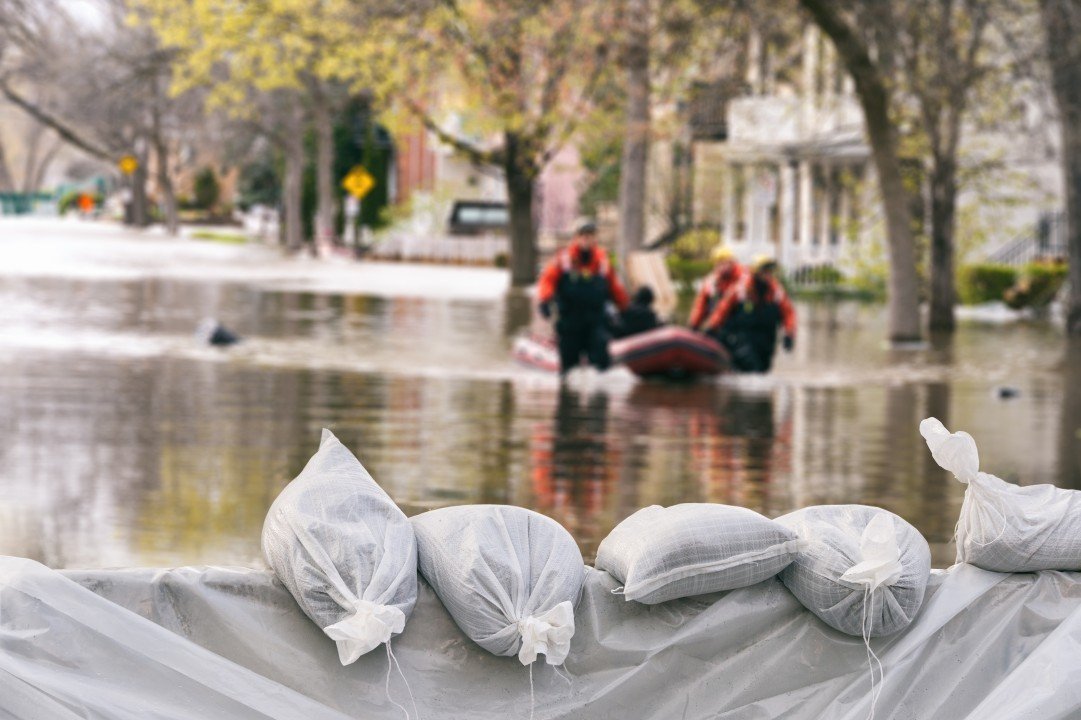a residential neighborhood in Worthington, Ohio after heavy rainfall, highlighting the importance of flood insurance for homeowners. This image emphasizes the protection and peace of mind that flood insurance provides in case of unexpected water damage.